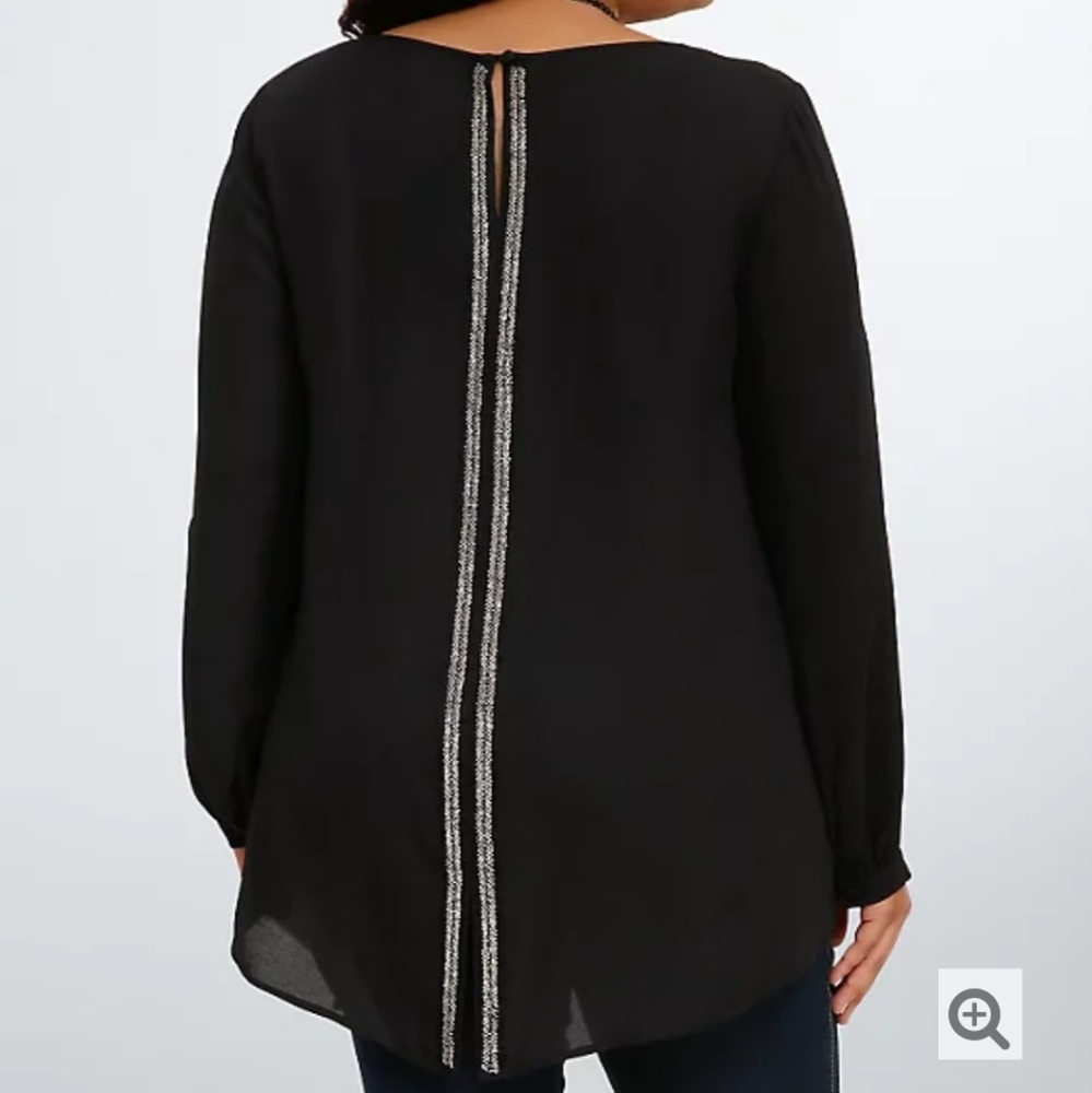 Torrid Embellished Split Back Georgette Blouse - image 2